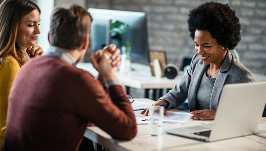 couple meeting with bank rep