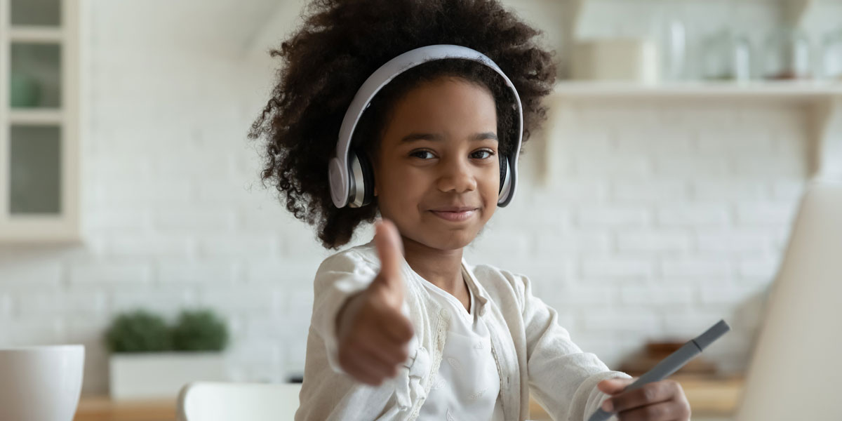 happy child on computer