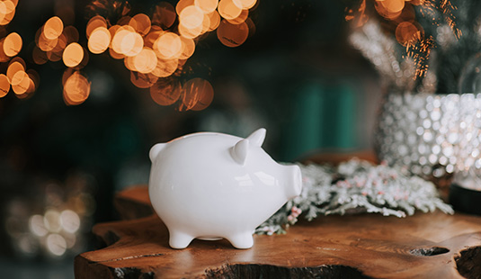 Holiday savings piggy bank